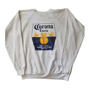 Vintage 90s Corona Extra Graphic Pull Over Sweatshirt White Mens Long Sleeve